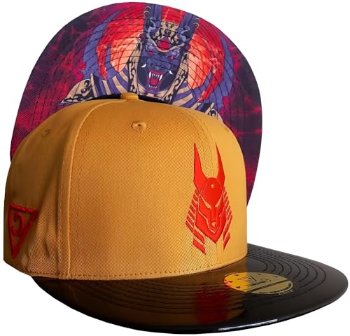 Capiche [99+ Designs] Gelber Snapback Hut, Anubis, Basecap Männer, Caps Männer, Herren Caps, Ägyptischer Gott, Baseballkappe mit Schwarzem Schirm, Metallvisier, Pharao, Mumie, Pyramiden, Ägyptologie von Capiche