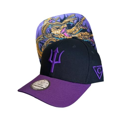 Capiche [99+ Designs] Kinder Baseballhut Hydra Curved, Cappy Kinder Jungen, Sportanzug Kinder, Schwarze & Lila Basecap mit Schlangenkunstwerk, Geburtstagsgeschenk, Running Cap von Capiche