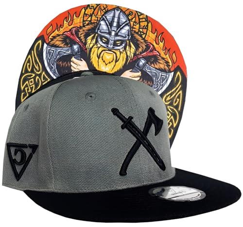 Capiche [99+ Designs] Kinder Baseballhut, The Viking Child, Kinder Cap, Basecap Kinder Jungen, Mütze, Wikinger Kappe, Mütze, Basecap, Trainingsanzug, Snapback Cap, Grauer Kinderhut von Capiche