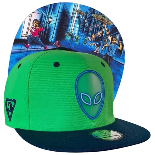Capiche [99+ VARIATIONEN] Snapback Cap - Kappe - Baseball - Mütze - Kunst - Unisex - Schirm - Männer - Herren - Damen - D-295 - Alien Attack von Capiche