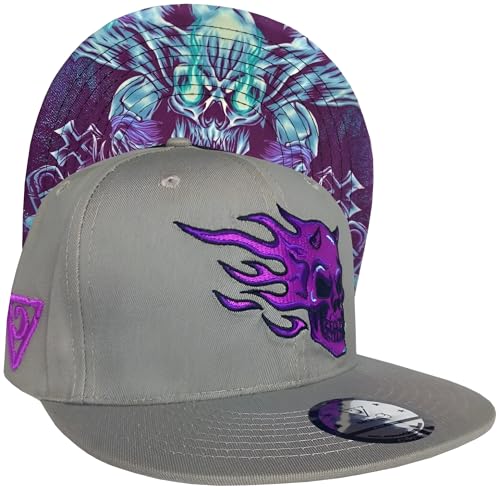 Capiche [99+ VARIATIONEN] Snapback Cap - Kappe - Baseball - Mütze - Kunst - Unisex - Schirm - Männer - Herren - Damen - Purple Skull von Capiche