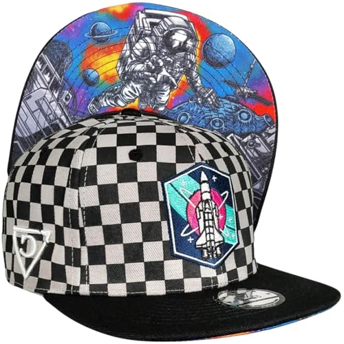 Capiche [99+ Variationen] Astronaut in Space Snapback Cap [Space] – Stickerei mit Astronauten und Sternen, Thema Weltraumforschung, anpassbar für Weltraumbegeisterte von Capiche