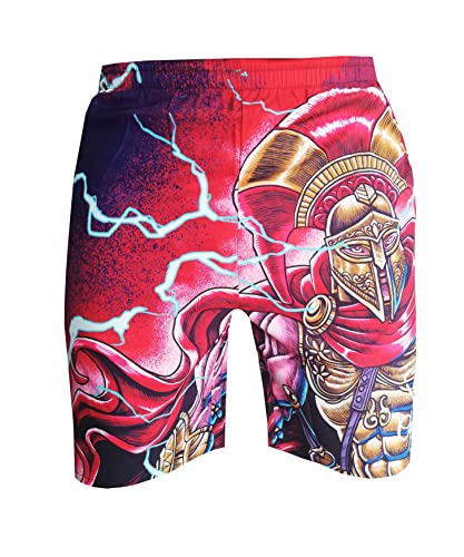 Capiche Badehose Herren - Athenian Hoplite - Badeshorts Wasserabweisend Schnelltrockend Boardshorts Bedruckt Jungen Schwimmhose Verstellbarem Tunnelzug Strandshorts Surf Schwimmen Strand von Capiche