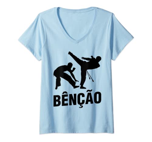 Damen Bencao Capoeira Kampfsport T-Shirt mit V-Ausschnitt von Capoeira Dancer Brazilian Bencao