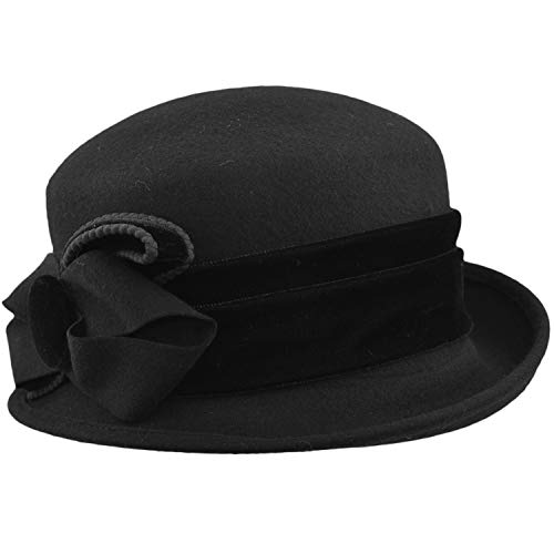 Elegante Damenhut Magda | Wollfilz wasserdicht | Herbst / Winter, Schwarz , 56/58 von Cappelleria Melegari