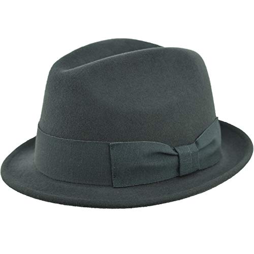 Trilby Blues Bros Mütze mit Filz, wasserabweisend, rollbar und hergestellt in Italien, für Damen und Herbst / Winter, Grau Medium von Melegari