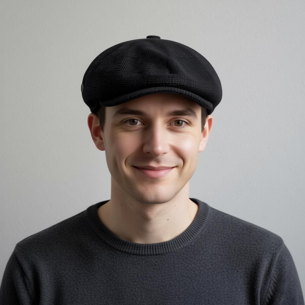 Schiebermütze Im Retro Vintage Style - Grau Kariert von Cappier