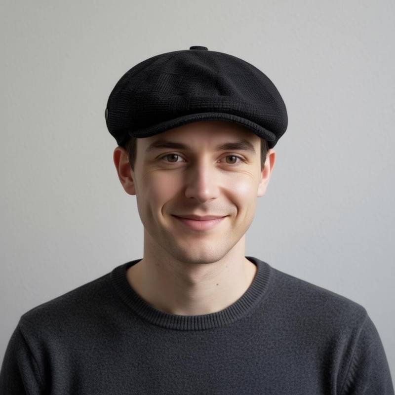 Schiebermütze Im Retro Vintage Style - Grau Kariert von Cappier