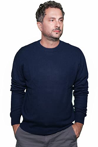 Capri Cashmere Man 100% Pure Cashmere Rundhalspullover - Winter Weight (BLAU, 2XL) von Capri 100% cashmere