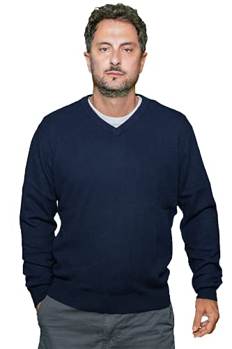 Capri Cashmere Man V-Ausschnitt 100% reines Kaschmir - Winter Weight (BLAU, 2XL) von Capri 100% cashmere