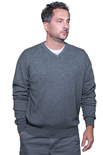 Capri Cashmere Man V-Ausschnitt 100% reines Kaschmir - Winter Weight (GRAU, L) von Capri 100% cashmere
