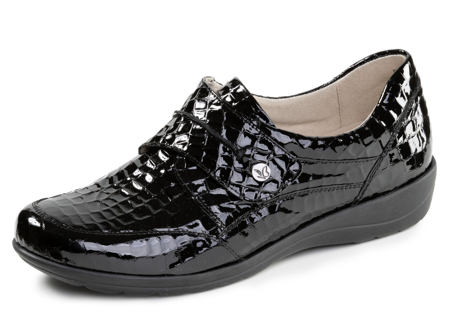 Caprice, elegante Damen-Slipper, Weite H, mit herausnehmbarem Fußbett, Schwarz, Größe 40 von Caprice