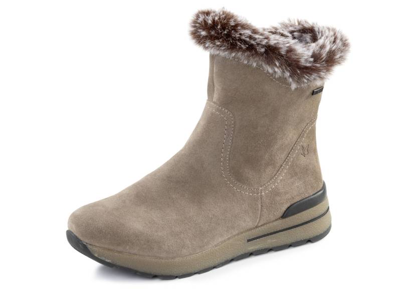 Caprice, gefütterte Damen-Stiefeletten, Winterschuhe, Weite H, mit herausnehmbarem Fußbett, Taupe, Größe 42 von Caprice