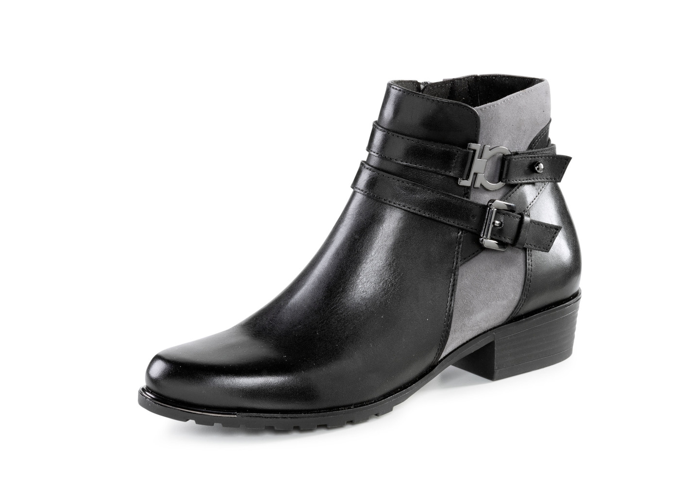 Caprice, schicke Damen-Stiefeletten, Weite G, mit herausnehmbarer Decksohle, Schuhgröße 5 1/2, Schwarz-Grau von Caprice