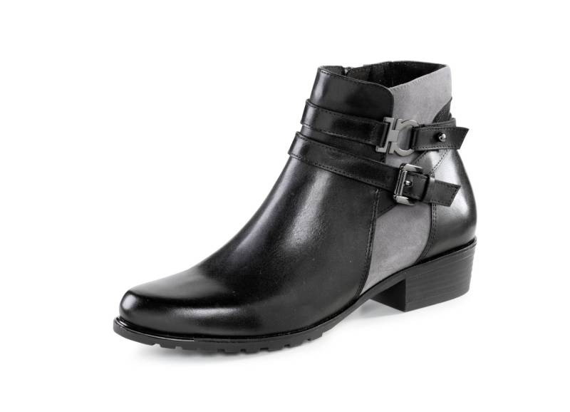 Caprice, schicke Damen-Stiefeletten, Weite G, mit herausnehmbarer Decksohle, Schuhgröße 6 1/2, Schwarz-Grau von Caprice