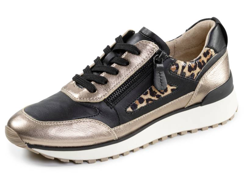 Caprice, trendige Damen-Sneaker, Weite G, mit herausnehmbarem Lederfußbett, Schwarz-Bronze, Größe 41 von Caprice