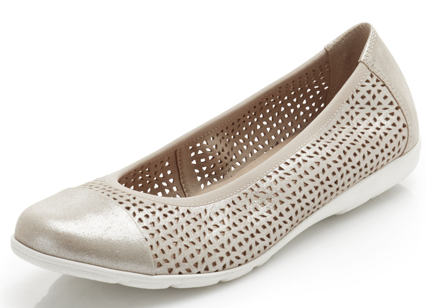 Caprice, sommerliche Damen-Ballerinas, Weite G, mit Gummizug, Mattgold, Größe 39 Caprice, sommerliche Damen-Ballerinas, Weite G, mit Gummizug, Mattgold, Größe 39 von Caprice