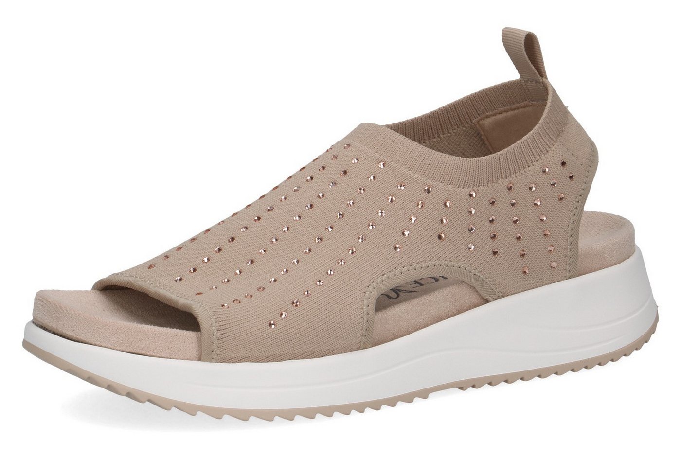 Caprice Plateausandale, Keilabsatz, Schlupfschuh, Komfortschuh mit glänzenden Strasssteinen von Caprice