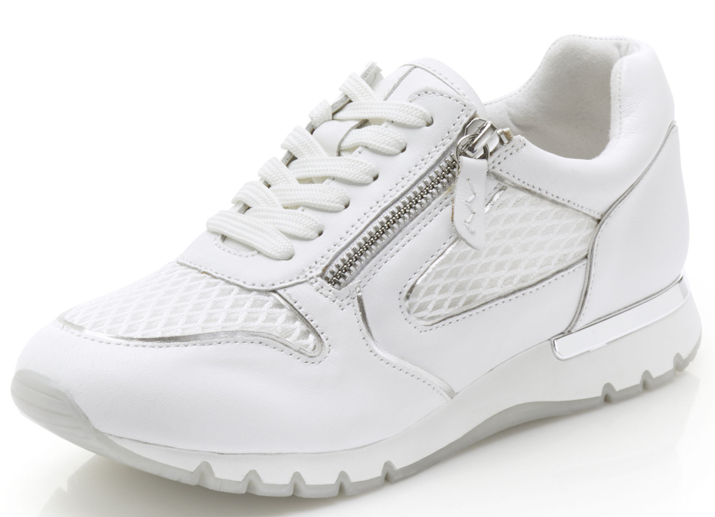 Caprice Sneaker aus glänzendem Veloursleder, Weiss, Größe 36 von Caprice