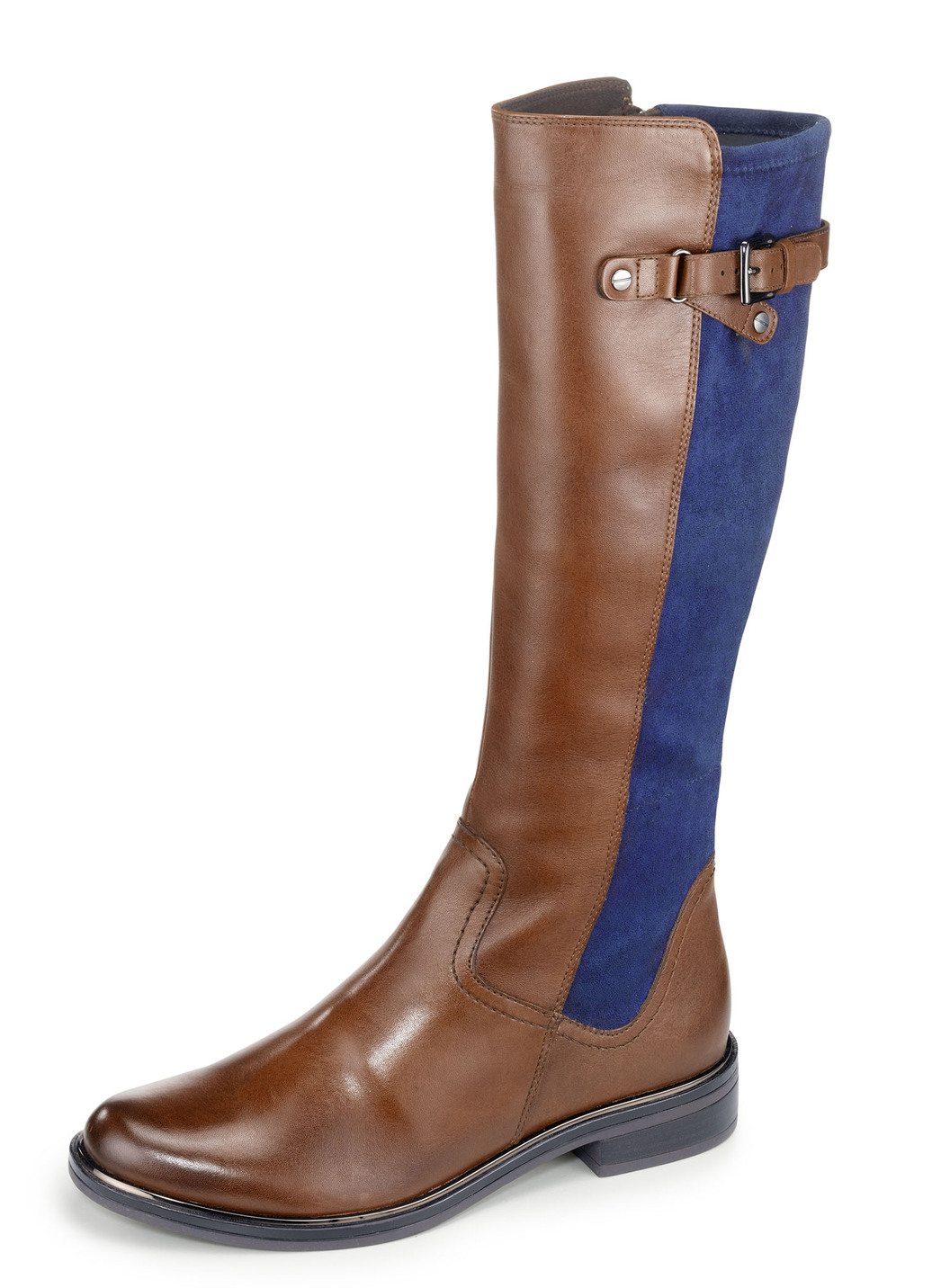 Caprice Stiefel aus edlem Nappaleder und elastischem Textilmaterial, Schuhgröße 4, Cognac-Marine von Caprice