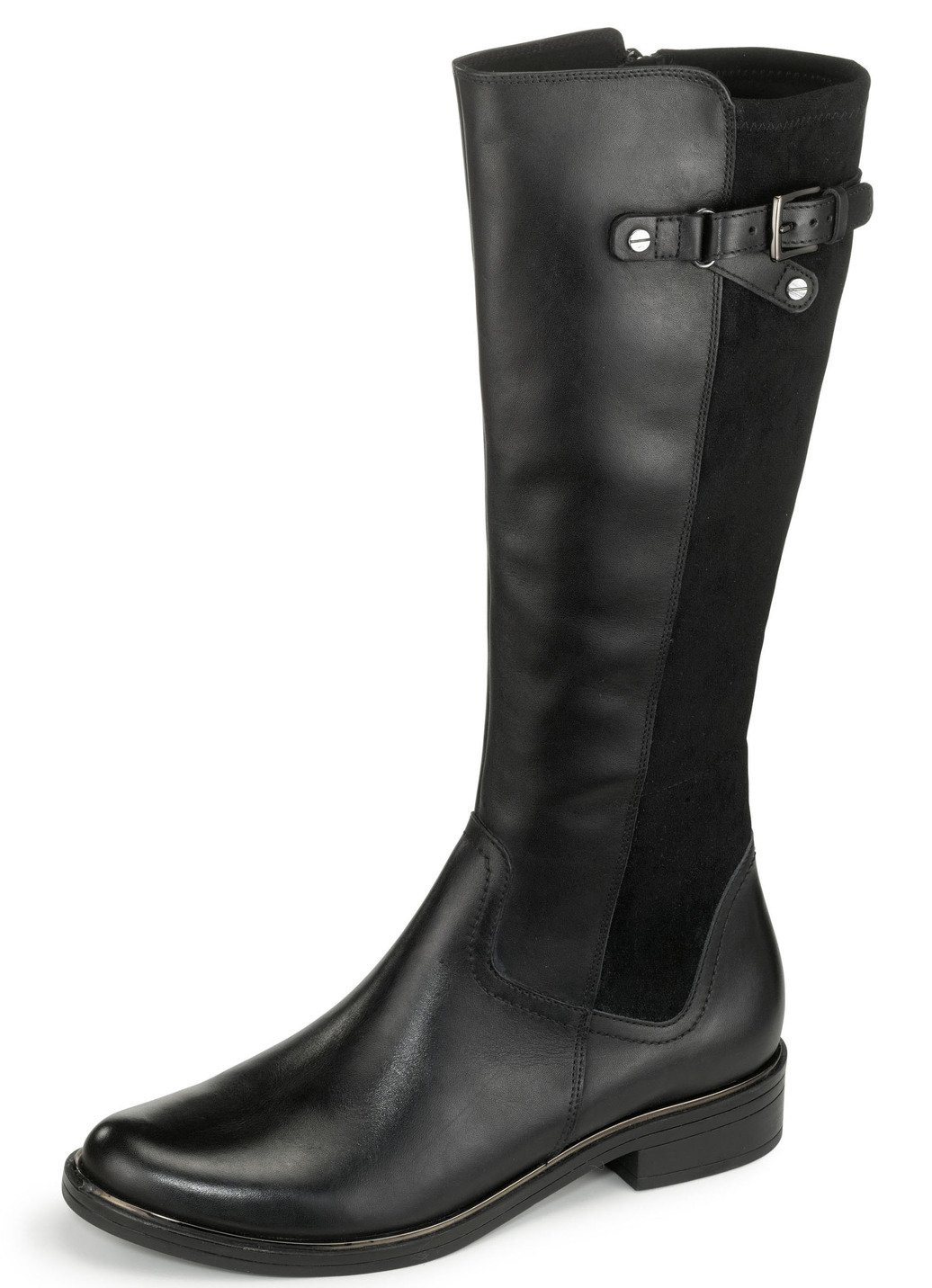 Caprice Stiefel aus edlem Nappaleder und elastischem Textilmaterial, Schuhgröße 4, Schwarz von Caprice