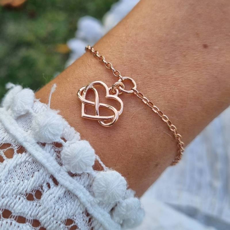 Herz Infinity Armband Rose Gold Sterling Silber, Unendliche Liebe Personalisierte Weihnachtsgeschenke Schwester Frau Mutter Tochter Bester Freund von CapricesdAlina