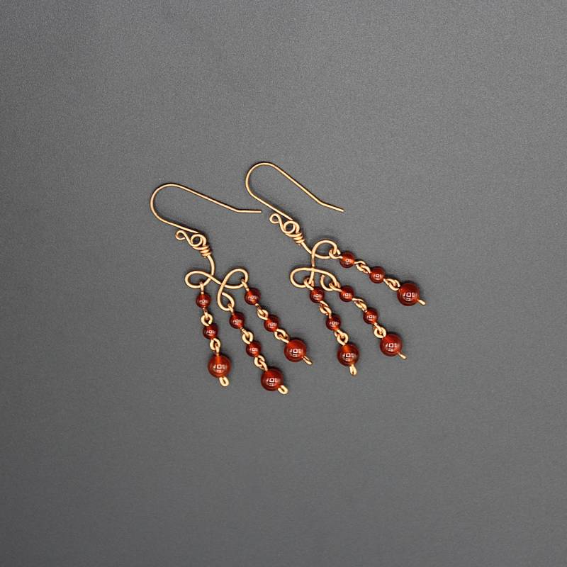 Karneol Ohrringe - Kupferdrahtarbeit Boho Style Elegant von CapriciousByDesign
