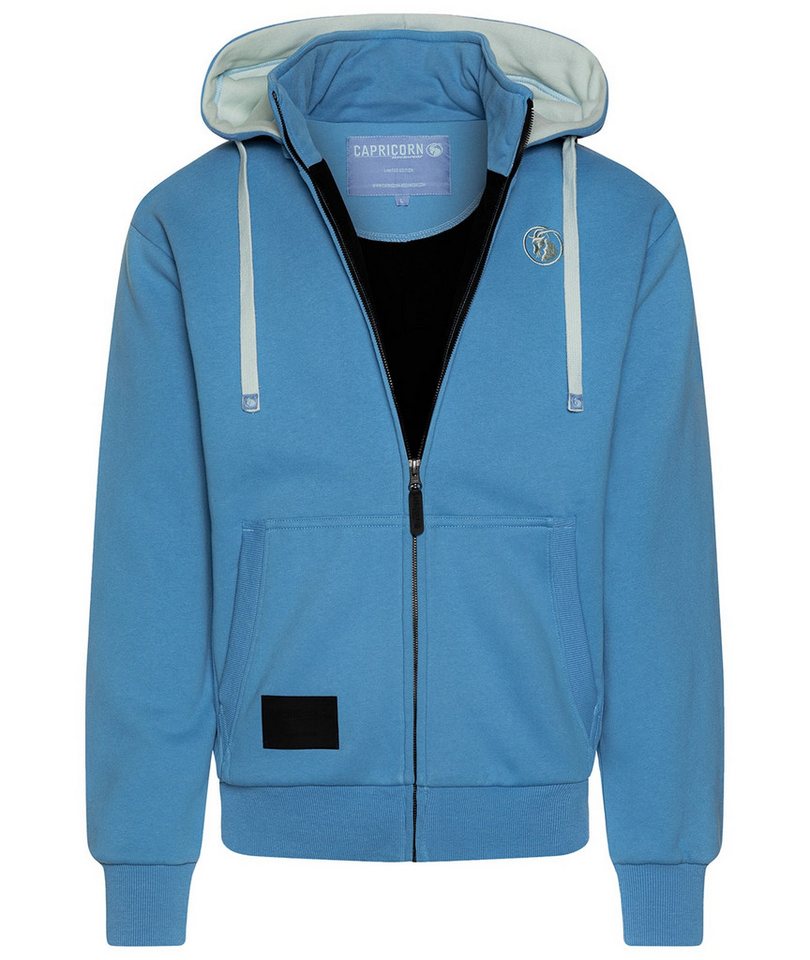 Capricorn Rockwear Kapuzensweatjacke Kapuzenjacke hellblau mit abnehmbarer Kapuze abnehmbare Kapuze von Capricorn Rockwear