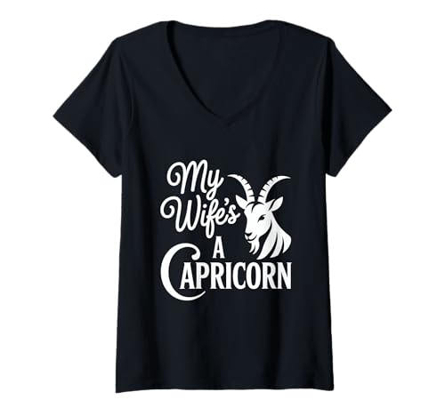 Damen Das Steinbockhemd meiner Frau T-Shirt mit V-Ausschnitt Damen Das Steinbockhemd meiner Frau T-Shirt mit V-Ausschnitt von Capricorn Wife Vibes