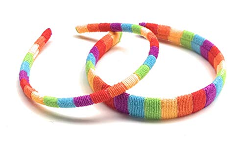 Caprilite 2 Stück Mädchen Regenbogen Bunt Streifen Stirnband Haarband Party Geschenk Kostüm Verkleidung Party Haarschmuck von Caprilite