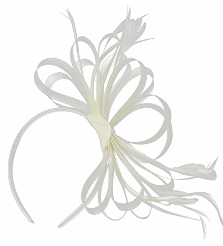 Caprilite Großer Fascinator mit Netz-Hut und Federn Gr. Einheitsgröße, Cremefarben von Caprilite