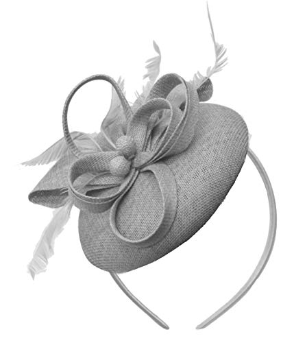 Caprilite Sinamay Stirnband, rund, für Frauen, Hochzeit, Ascot Rennen, silber, Einheitsgröße von Caprilite