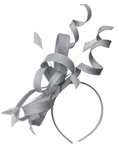 Caprilite Sinamay Fascinator mit Wirbelschlaufen, für Damen, Hochzeit, Ascot-Rennen Gr. Einheitsgröße, silber von Caprilite