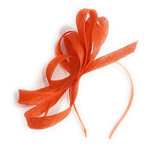 Caprilite Veganer Sinamay Fascinator Stirnband Hochzeit Hoop Damen Tag Ascot Rennen, Orange, 1 count (Pack of 1) von Caprilite