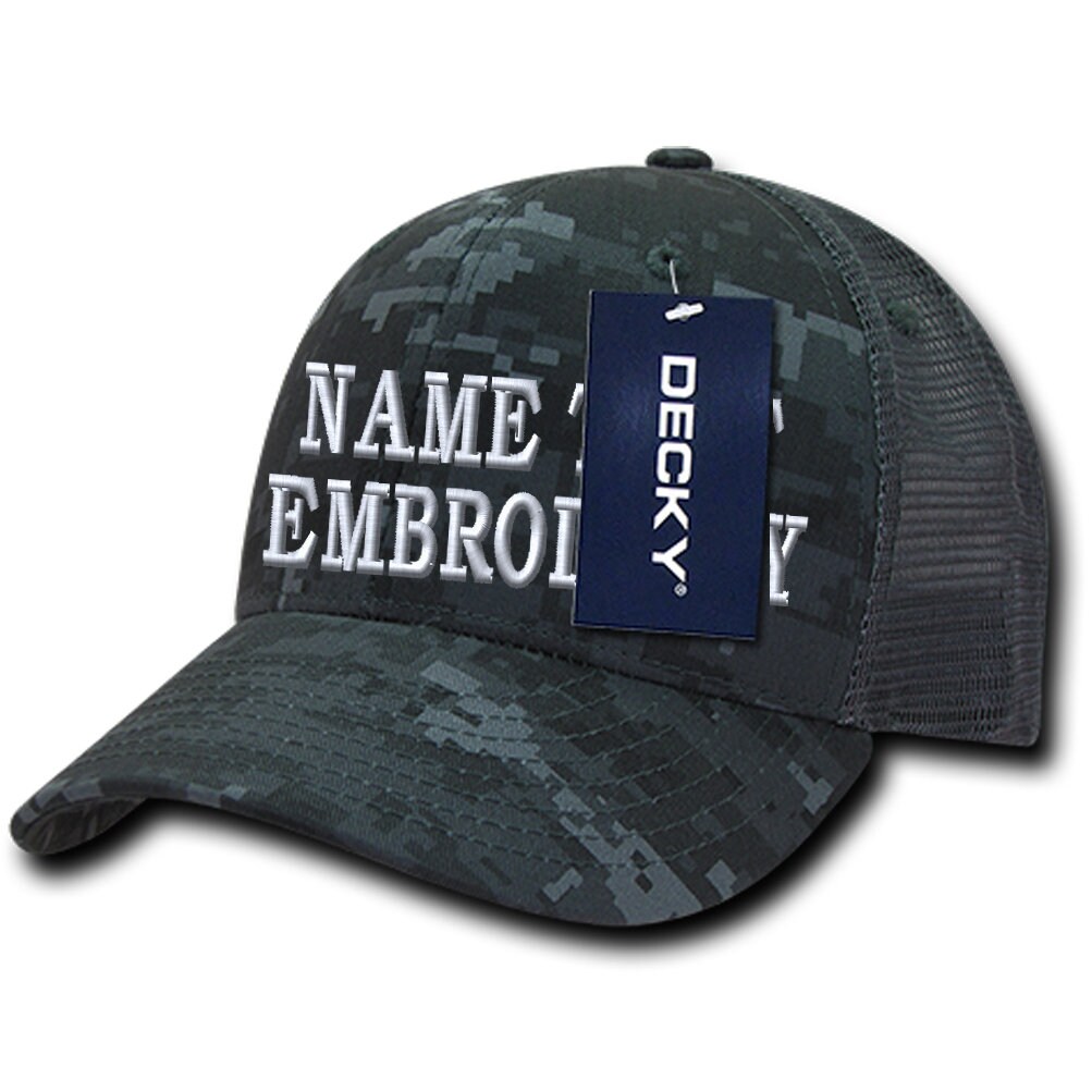 Benutzerdefinierte Stickerei Trucker Mütze Personalisiert Text Name Bestickt Mesh Baseball Snapback Cap 1053 1054 - Navy Digital Camo Charcoal Benutzerdefinierte Stickerei Trucker Mütze Personalisiert Text Name Bestickt Mesh Baseball Snapback Cap 1053 1054 - Navy Digital Camo Charcoal von Caprobot