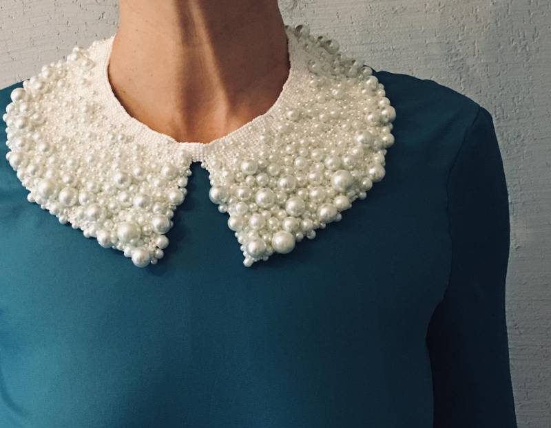 Handgemachter Perlenkragen, Halskette Im Vintage-stil von Capsis