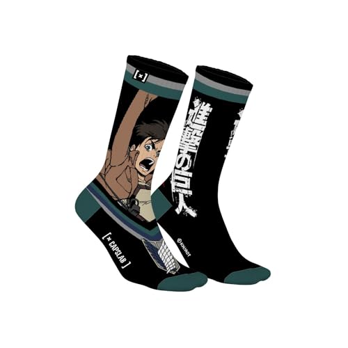 Capslab Attack on Titan Socken – Offiziell lizenzierte Anime-Socken mit Colossal Titan & Aufklärungstrupp Design – Unisex - 39-42 von Capslab