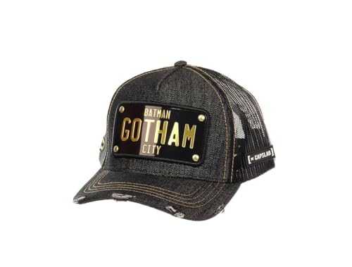 Capslab Batman DC Gotham City Black Plate Gold Used Trucker Cap - One-Size Capslab Batman DC Gotham City Black Plate Gold Used Trucker Cap - One-Size von Capslab
