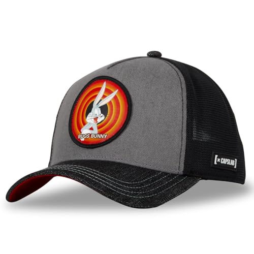 Capslab Bugs Bunny Looney Tunes Denim Grau Schwarz Verstellbare Truckercap - One-Size von Capslab