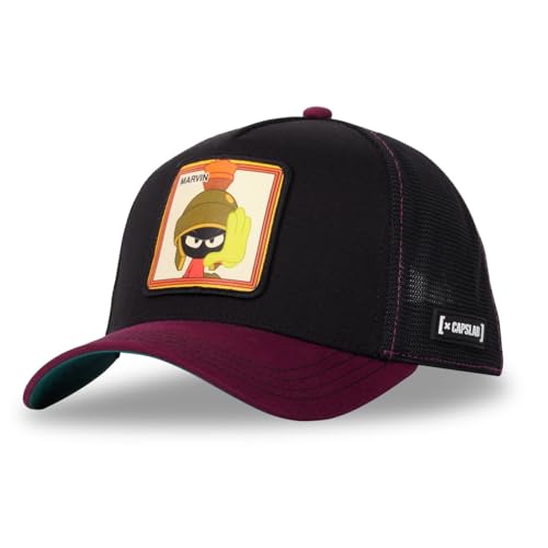 Capslab Marvin der Marsmensch Looney Tunes Ripstop Schwarz Lila Verstellbare Truckercap - One-Size von Capslab