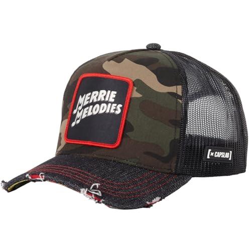 Capslab Merrie Melodies Looney Tunes Denim Camouflage Grün Schwarz Verstellbare Truckercap - One-Size von Capslab