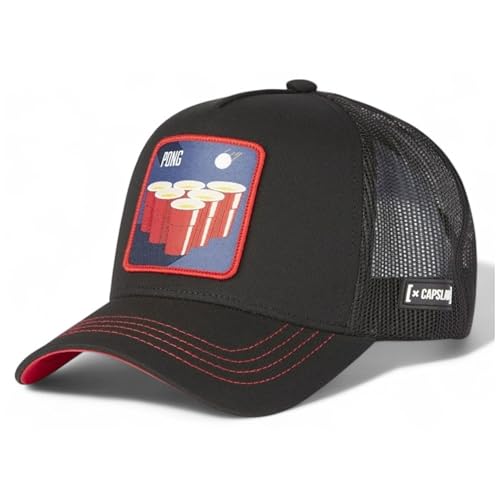Capslab Pong Patch A-Frame Trucker Cap Schwarz - One-Size Capslab Pong Patch A-Frame Trucker Cap Schwarz - One-Size von Capslab