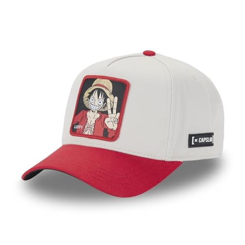 Capslab Ruffy One Piece Beige Rot Verstellbare Snapback Cap - One-Size von Capslab