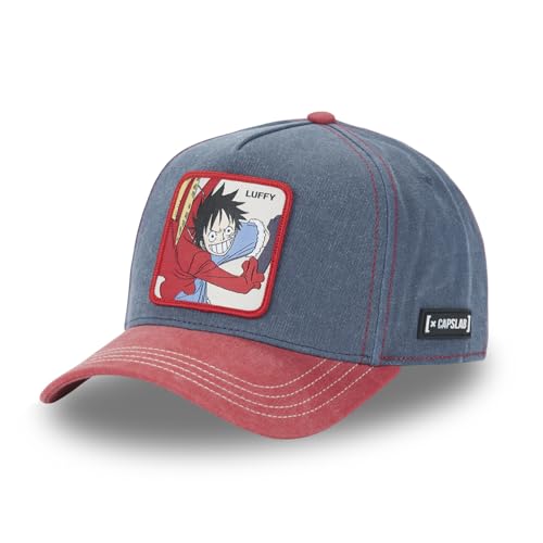 Capslab Ruffy One Piece Denim Blau Rot Verstellbare Snapback Cap - One-Size von Capslab