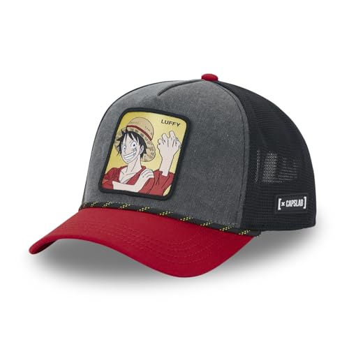 Capslab Ruffy One Piece Schwarz Rot Verstellbare Truckercap - One-Size von Capslab