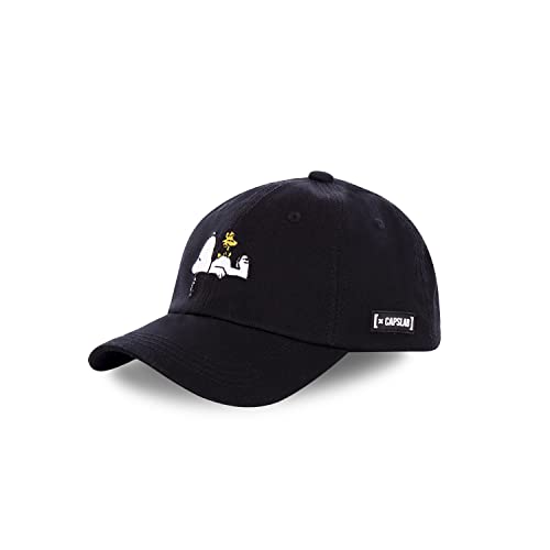 Capslab Snoopy The Peanuts Black Curved Unstructured Strapback Cap - One-Size Capslab Snoopy The Peanuts Black Curved Unstructured Strapback Cap - One-Size von Capslab