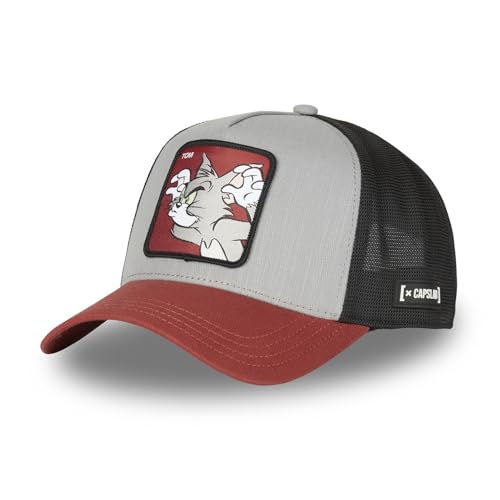 Capslab Tom Grimasse Tom und Jerry Grau Burgunderrot Trucker Cap - One-Size Capslab Tom Grimasse Tom und Jerry Grau Burgunderrot Trucker Cap - One-Size von Capslab