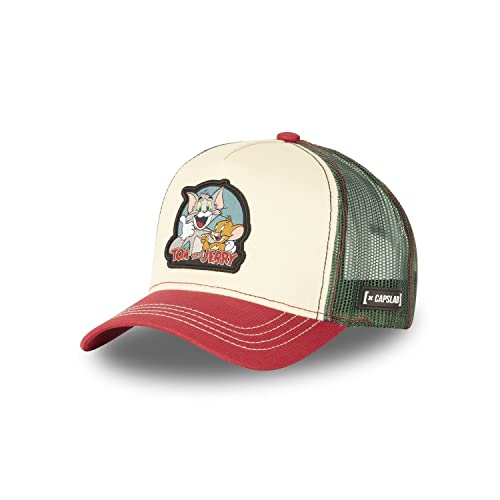 Capslab Tom and Jerry Beige Red Green Trucker Cap - One-Size Capslab Tom and Jerry Beige Red Green Trucker Cap - One-Size von Capslab
