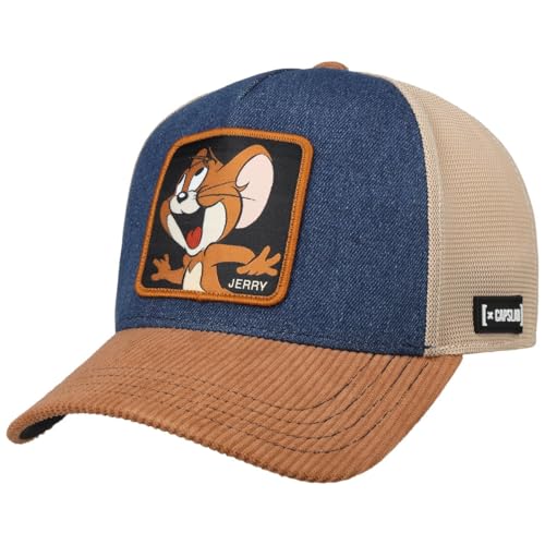 Capslab Tom & Jerry Premium Cap Basecap Baseballcap Truckercap Trucker Meshcap Damen/Herren - Snapback, mit Schirm Frühling-Sommer Herbst-Winter Frühjahr Sommer Herbst Winter - One Size braun-blau von Capslab