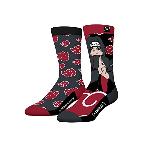 Socken Herren Naruto Shippuden, Sportsocken Herren, Itachi, Stretch, Schwarz Rot, 39/42 von Capslab